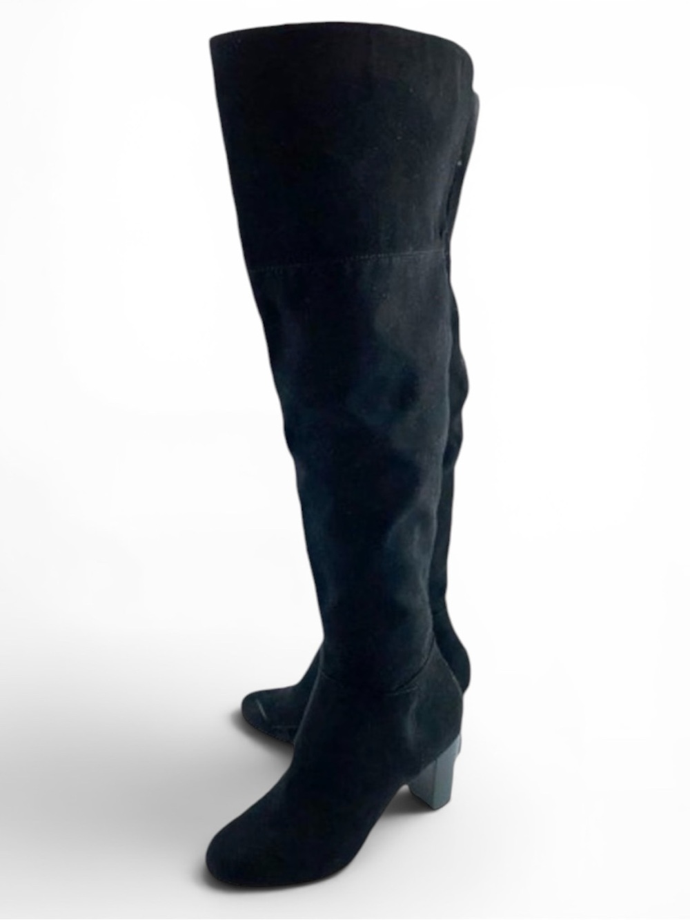 Bella Vita Black Faux Suede Over The Knee Boots Block Heel 5.5